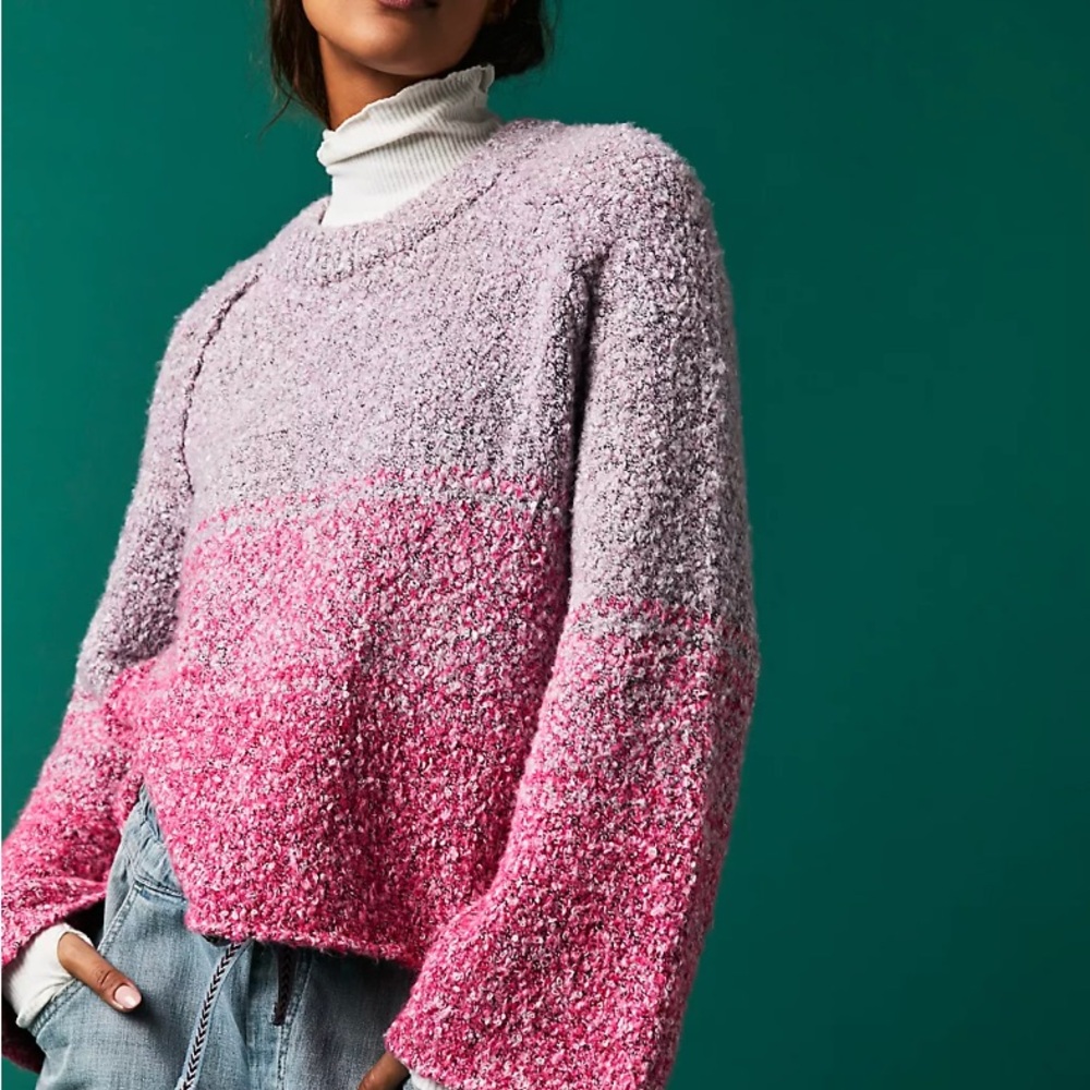 Free People Lavender Cozy BFF Cocoon Dip Dyed Sweater